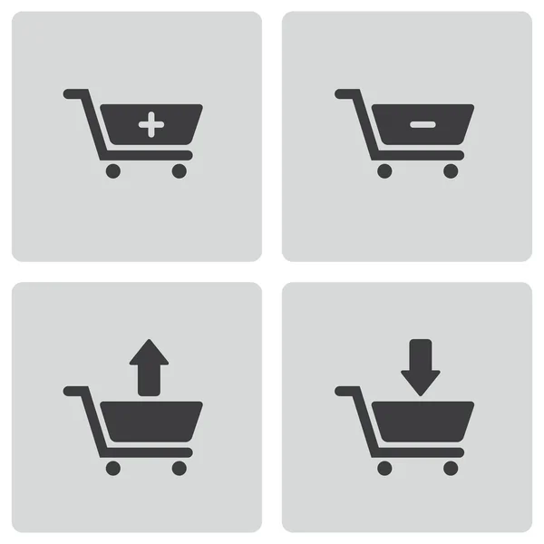 Conjunto de iconos de carrito de compras negro vector — Vector de stock