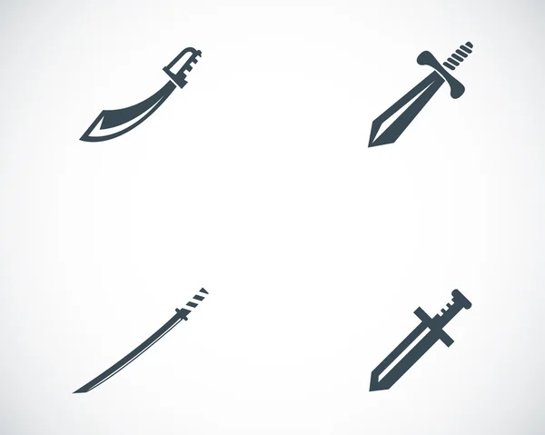 Conjunto de ícones de espada preta vetorial — Vetor de Stock