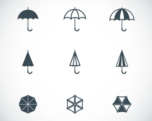Vektor schwarzen Regenschirm Symbole gesetzt — Stockvektor