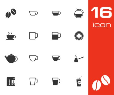 vektör siyah kahve simgeler kümesi