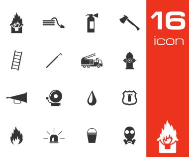 siyah vektör itfaiyeci simgeler kümesi
