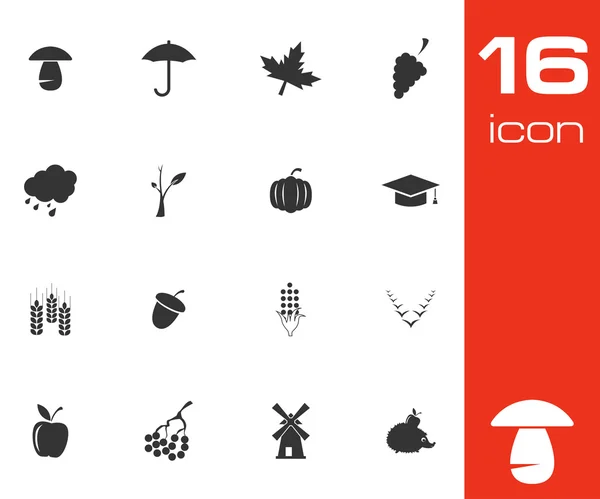 Vector black autumn icons set — Stock Vector