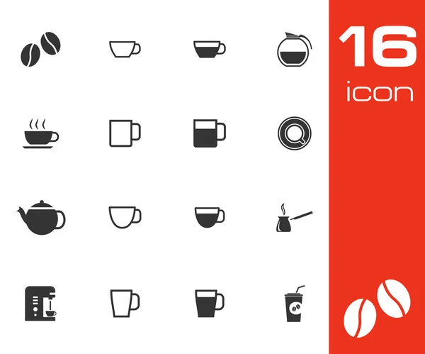 Vector black coffe icons set — Stock Vector