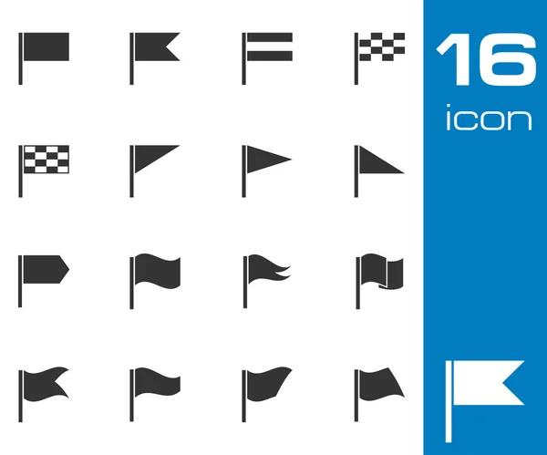 Vector black flag icons set — Stock Vector