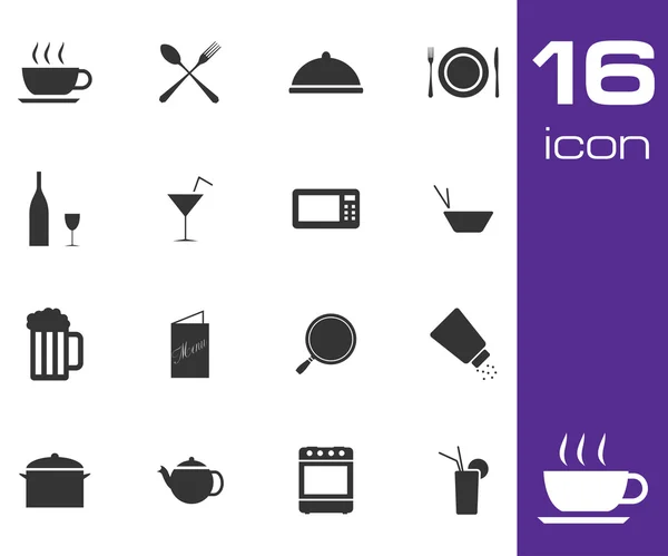 Vector black food icon set on white background — Stock Vector