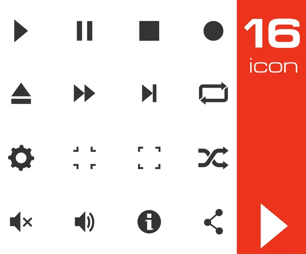 Siyah vektör medya düğmeleri Icons set — Stok Vektör
