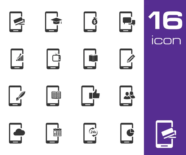 Vektor černý mobilní ikony nastavit — Stockový vektor