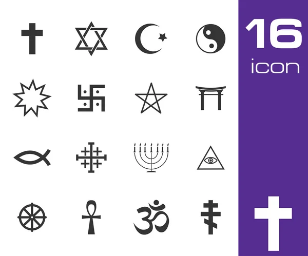 Vector svart religiösa symboler set — Stock vektor