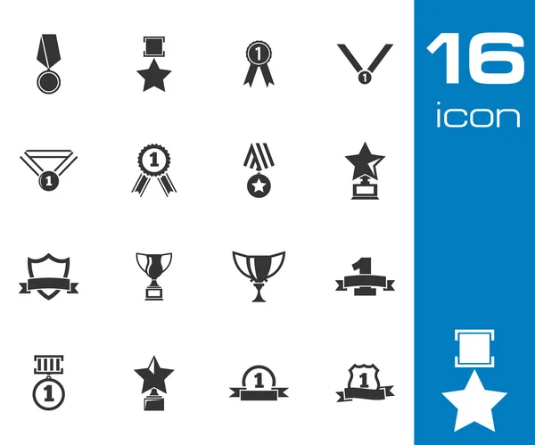 Vector black trophy and awards icons set — Stock Vector