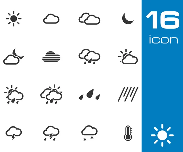 Set icone meteo vettoriale nero — Vettoriale Stock