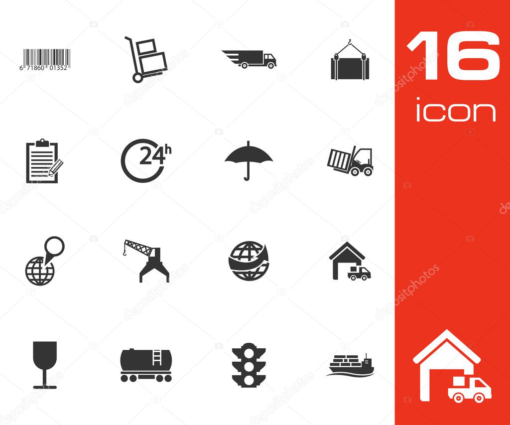 Vector Black Logistic Icons Set