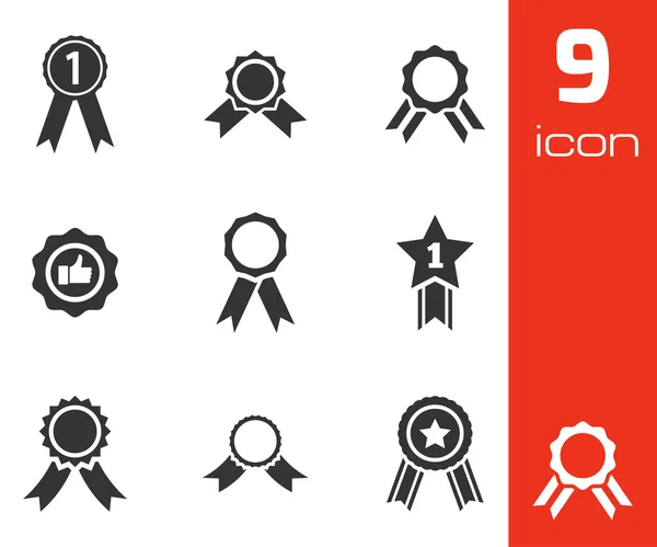 Vector zwarte award medaille icons set — Stockvector