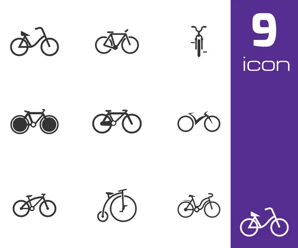 Vector black bicycle icons set — Stock Vector