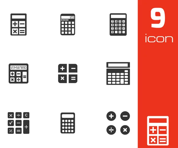 Vector zwarte rekenmachine icons set — Stockvector