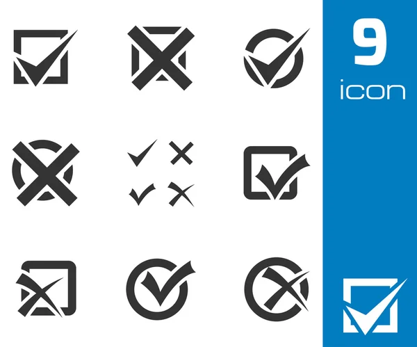Vector black check marks icons set — Stock Vector