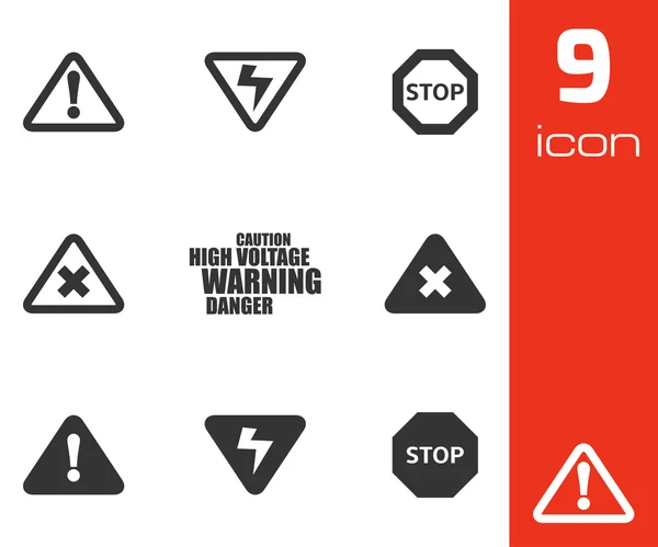 Vector black danger icons set — Stock Vector