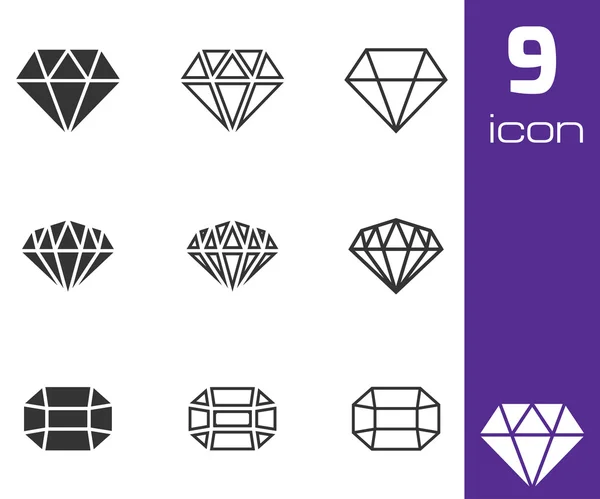 Vector black diamond icons set — Stock Vector