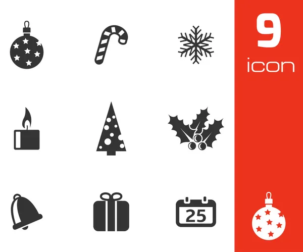 Conjunto de iconos de cristmas negros vectoriales — Vector de stock