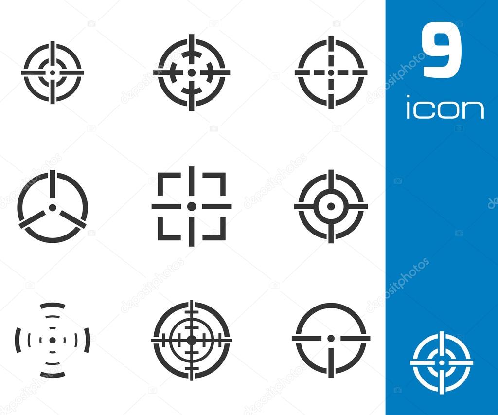 Vector balck crosshair icons set