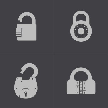 siyah vektör lock simgeler kümesi