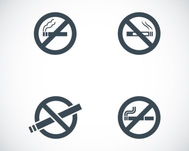 vektör simge yok sigara siyah set