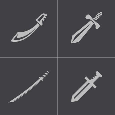 Vektör siyah kılıç Icons set