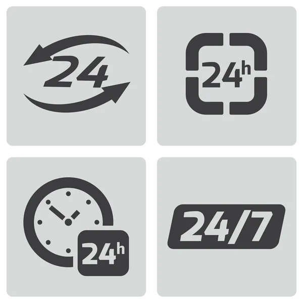 Vektör siyah 24 saat Icons set — Stok Vektör