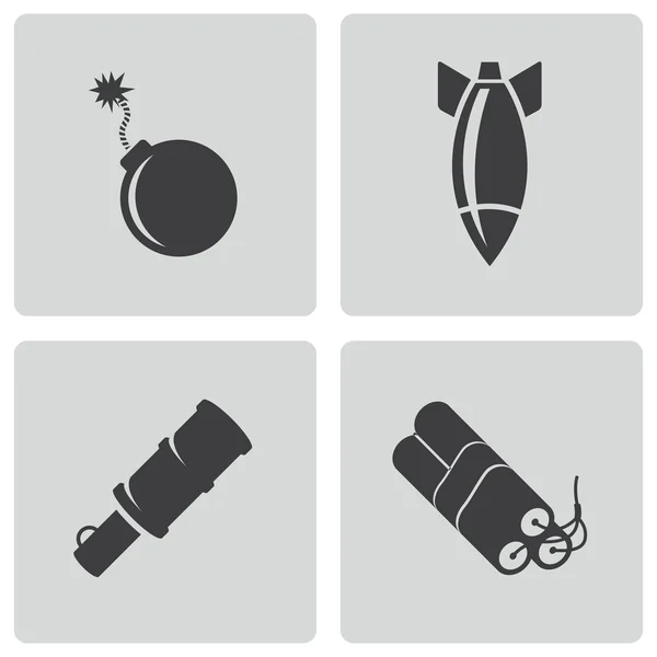 Conjunto de iconos de bomba negra vectorial — Archivo Imágenes Vectoriales