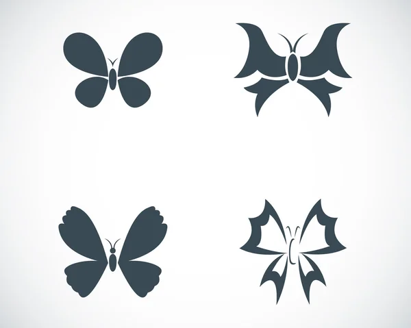 Vector black buttefly icons set — Stock Vector