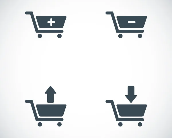 Vector black shopping cart icons set — Stock Vector