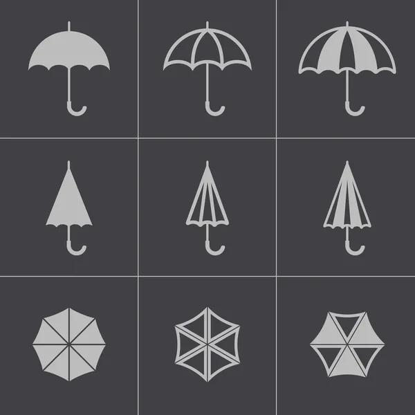 Ensemble d'icônes parapluie vectoriel noir — Image vectorielle