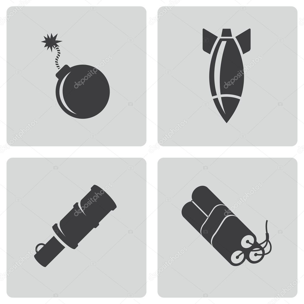 Vector black bomb icons set