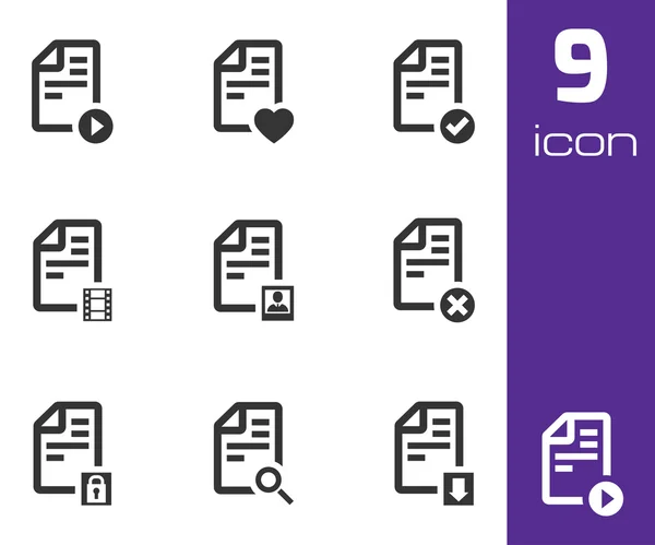 Ensemble d'icônes de documents vectoriels noirs — Image vectorielle