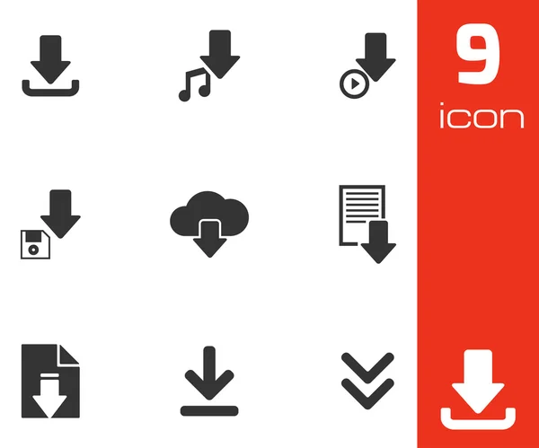 Vector zwarte iconen set downloaden — Stockvector