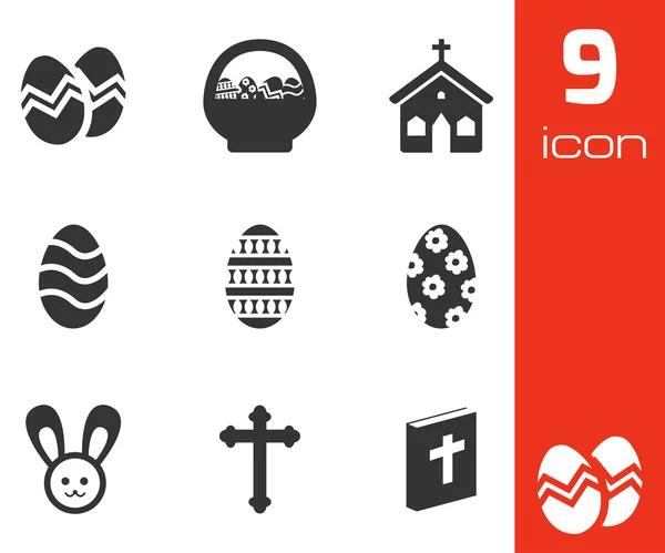 Vector black easter icons set — Stock Vector