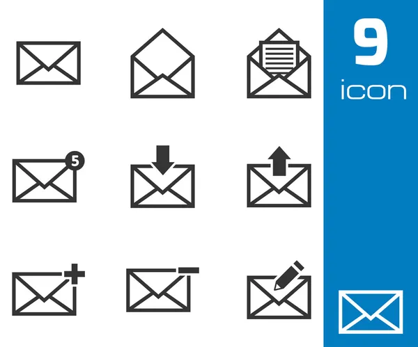 Vector zwarte e-mail icons set — Stockvector