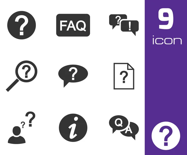 Vector black FAQ icons set — Stock Vector