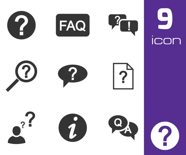 Vektor schwarze Faq Icons gesetzt — Stockvektor