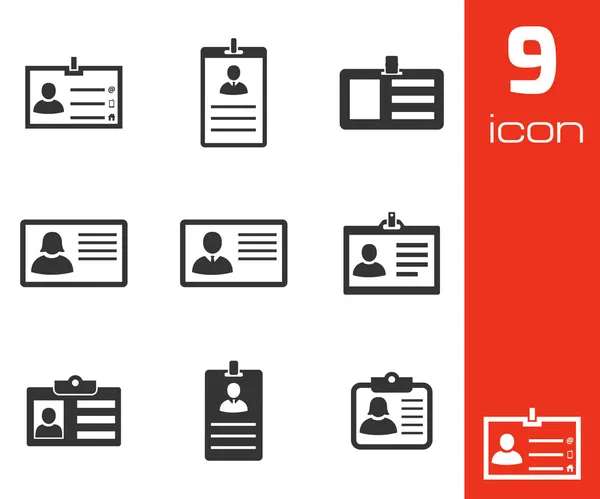 Conjunto de iconos de tarjeta de identificación negra vectorial — Archivo Imágenes Vectoriales