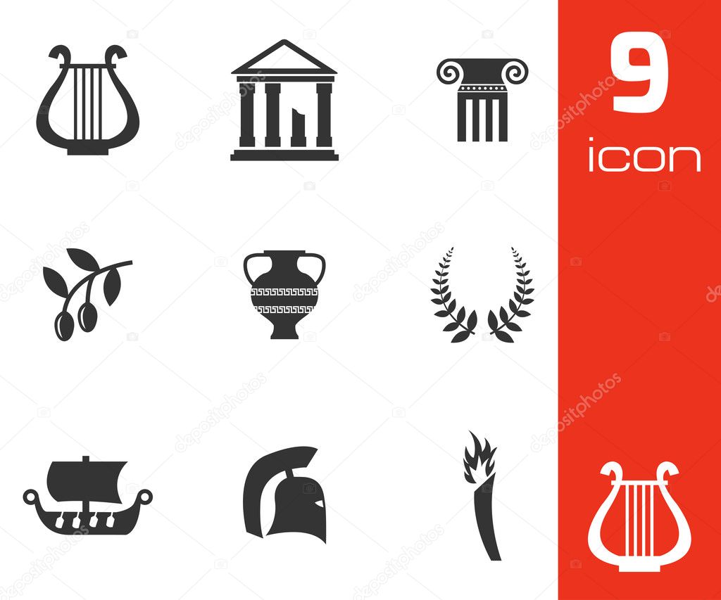 Vector black greece icons set