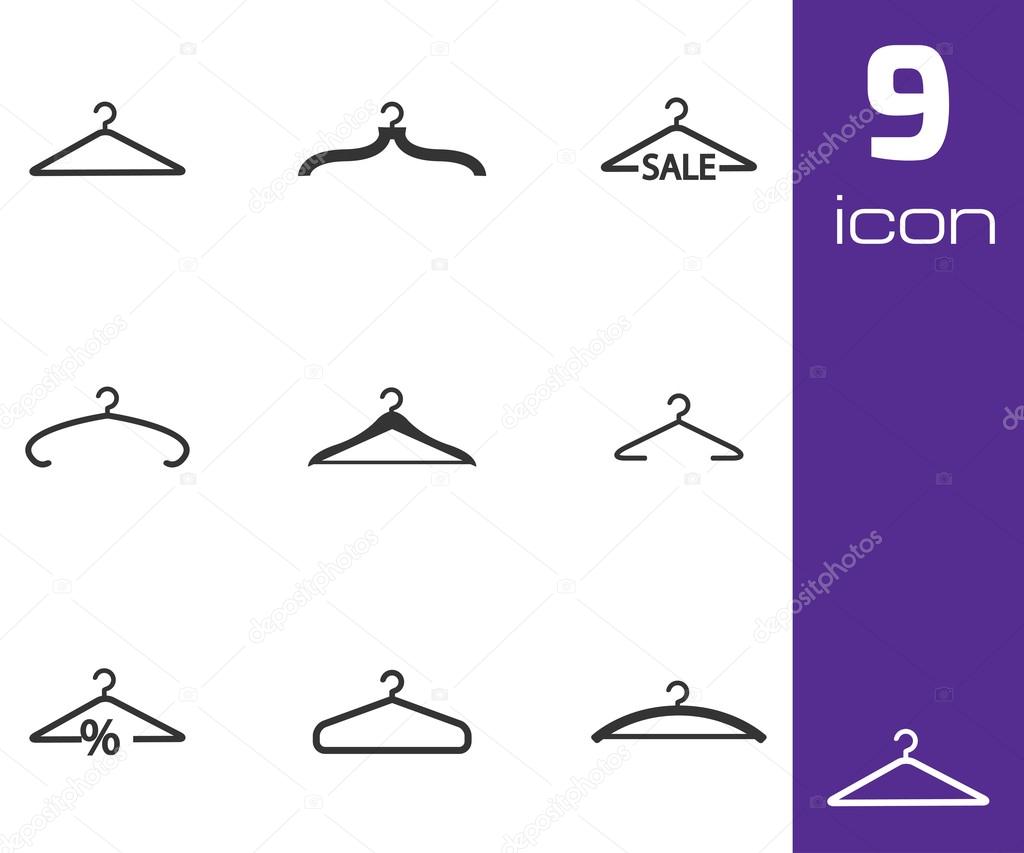 Vector black hanger icons set