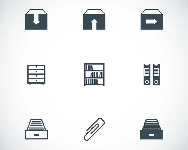 Vector black archive icons set — Stock Vector