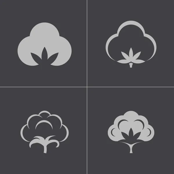 Vector black cotton icons set — Stock Vector