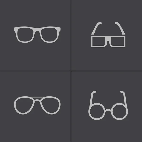 Conjunto de iconos de gafas Vector negro — Archivo Imágenes Vectoriales