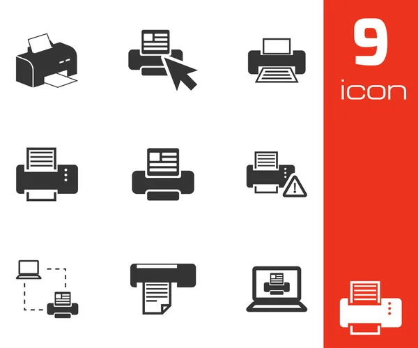 Vector balck printer icons set — Stock Vector