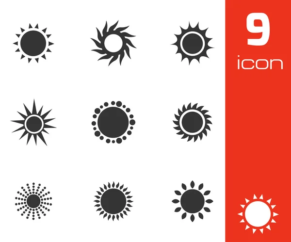 Vector negro sol iconos conjunto — Vector de stock