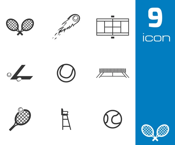 Vector black tennis icons set — Stock Vector