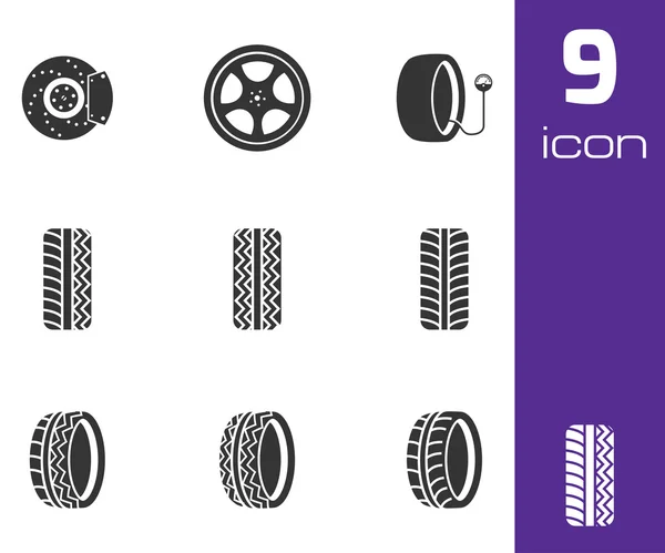 矢量黑色轮胎图标集 — 图库矢量图片