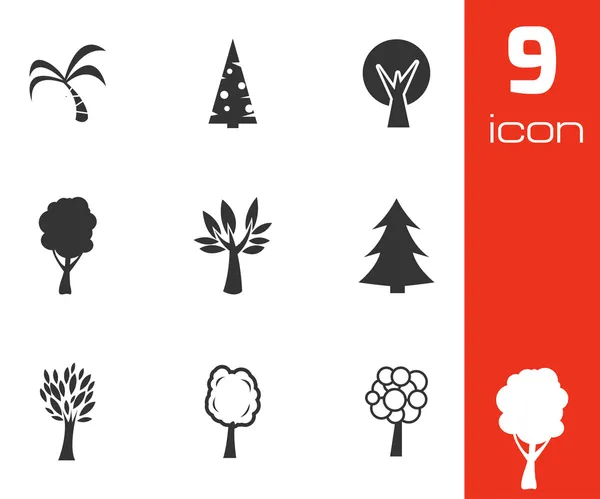 Vector black trees icons set — Stock Vector