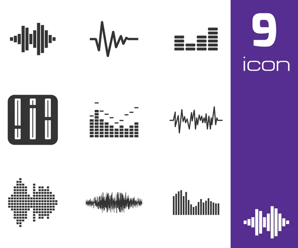 Vector black music soundwave icons set — Stock Vector